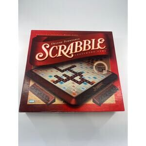 Vintage Scrabble Deluxe Turn Table Board Game Family Games Complete